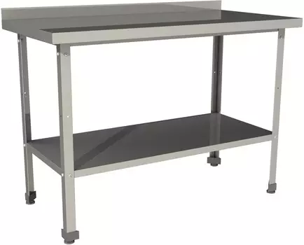 Стол производственный с бортом со сплошной полкой Restoinox СП-15/8-БП-ЭН
