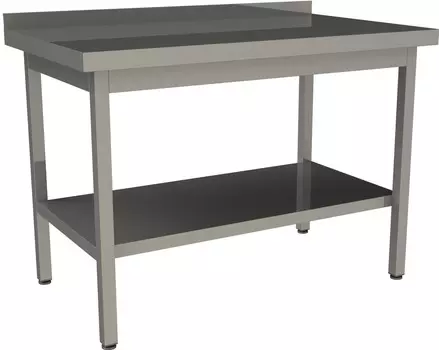 Стол производственный с бортом со сплошной полкой Restoinox СП-17/6-БП