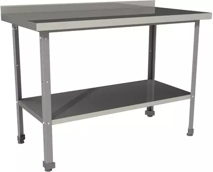 Стол производственный с бортом со сплошной полкой Restoinox СП-17/6-БП-ЭЦ