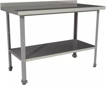 Стол производственный с бортом со сплошной полкой Restoinox СП-18/8-БП-ЭЦ