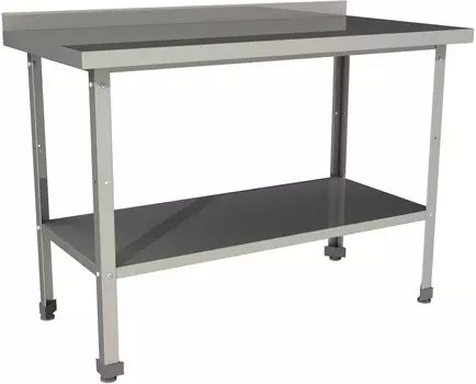 Стол производственный с бортом со сплошной полкой Restoinox СП-18/8-БП-ЭН