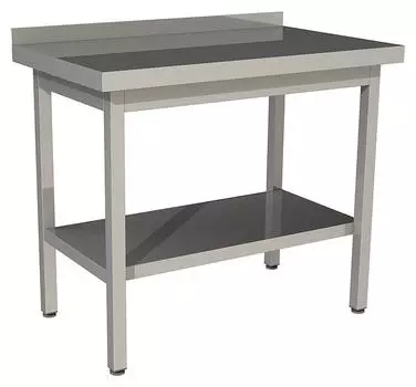 Стол производственный с бортом со сплошной полкой Restoinox СП-6/7-БП