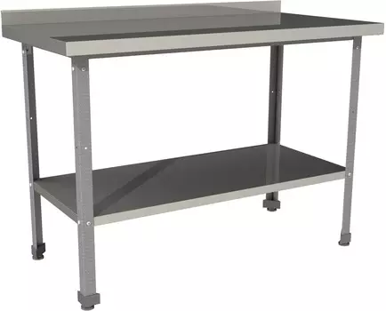 Стол производственный с бортом со сплошной полкой Restoinox СП-6/7-БП-ЭЦ