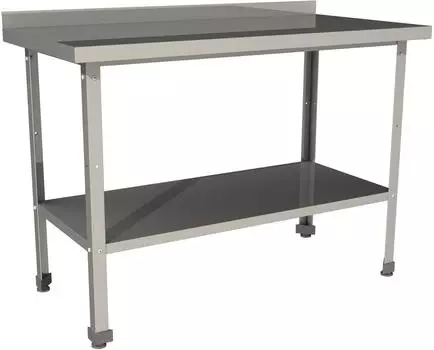 Стол производственный с бортом со сплошной полкой Restoinox СП-6/7-БП-ЭН