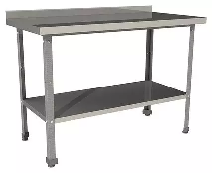 Стол производственный с бортом со сплошной полкой Restoinox СП-7/7-БП-ЭЦ
