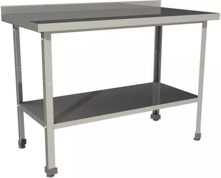 Стол производственный с бортом со сплошной полкой Restoinox СП-7/7-БП-ЭН