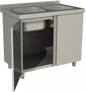 Стол производственный с распашными дверьми Restoinox СПЗР2М-11/6-Б с моечной ванной