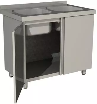 Стол производственный с распашными дверьми Restoinox СПЗР2М-11/7-Б с моечной ванной