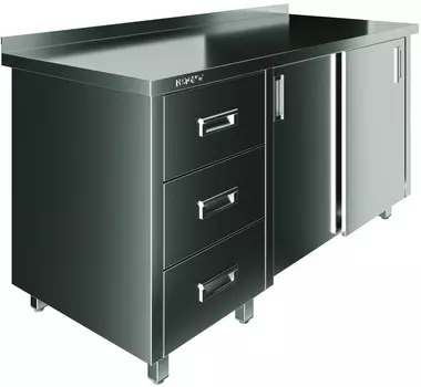 Стол производственный закрытый купе с бортом Restoinox СПК3Я-12/6-БЛ