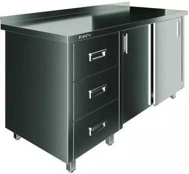 Стол производственный закрытый купе с бортом Restoinox СПК3Я-12/7-БЛ