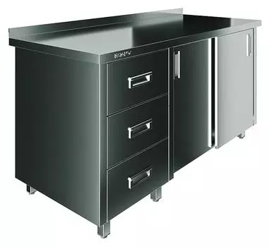 Стол производственный закрытый купе с бортом Restoinox СПК3Я-15/6-БЛ