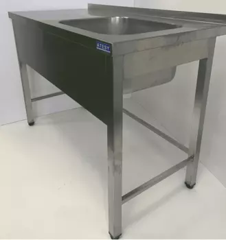 Стол с моечной ванной Atesy ВСМЦС-Л-1П.500.400-1200.600-1-02-О (ВСМЦ-2/1200/600Н с левым столом)