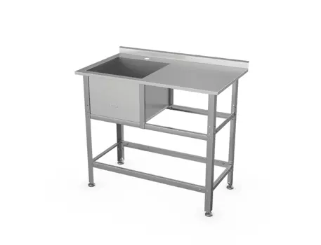 Стол с моечной ванной Atesy ВСМС-Б-1Л.430-1010.580-1-02 (ВМС-1/430 с бортом)