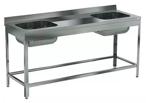 Ванна моечная с рабочей поверхностью цельнотянутая Кобор ВМЦР/2-180/60/430 Л/Ц/П