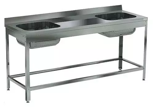 Ванна моечная с рабочей поверхностью цельнотянутая Кобор ВМЦР/2-180/60 Л/Ц/П