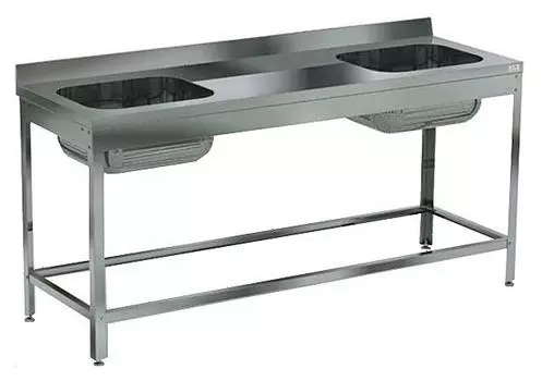 Ванна моечная с рабочей поверхностью цельнотянутая Кобор ВМЦР/2-180/70/430 Л/Ц/П