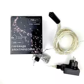 Светодиодная гирлянда мигающая LED 750 теплый белый свет, 5 м
