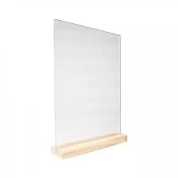 Табличка 105*150мм А6 пласт. верт. прозрач. тейбл тент на дерев. подставке Resto (Россия) | 04EA1003