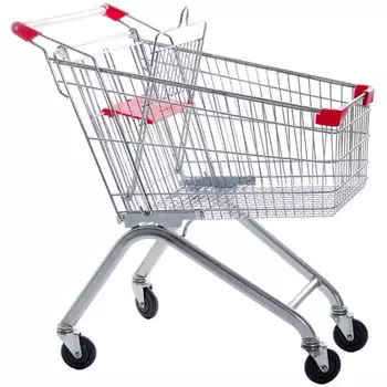 Тележка покупательская EKSI (DK) PU100 (тип евро) 100л, с детским сиденьем, красная