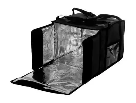 Термосумка на 5-6 пицц 350х350х300 мм средняя черная с вентиляцией