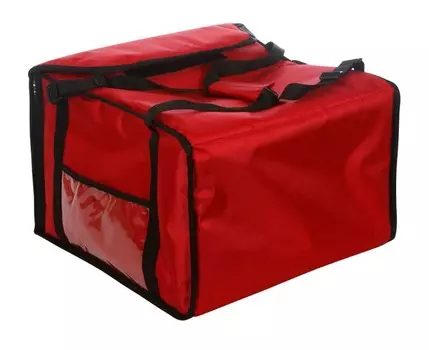Термосумка на 5-6 пицц 420х420х300 мм большая красная с вентиляцией
