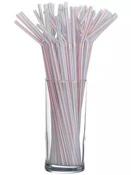 Трубочки со сгибом полосатые Resto 240мм (1000шт)