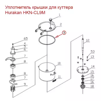 Уплотнитель крышки для куттера Hurakan HKN-CL9M