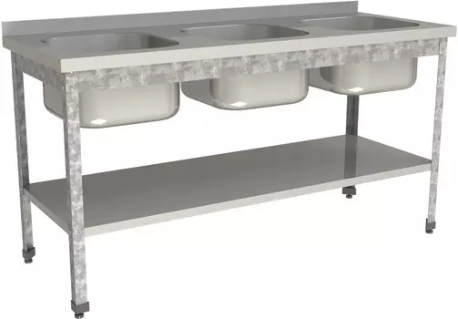 Ванна моечная цельнотянутая Restoinox ВМЦ-3/18/6-БП-ЭЦ