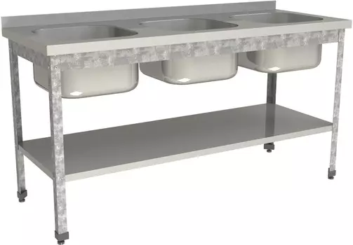 Ванна моечная цельнотянутая Restoinox ВМЦ-3/18/7-БП-ЭЦ