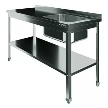 Ванна моечная цельнотянутая с рабочей поверхностью с бортом Restoinox ВМЦР/1-9/6-БЛП-ЭЦ