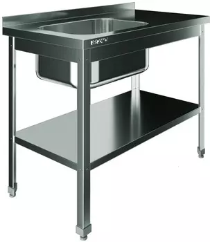 Стол с моечной ванной Restoinox ВМЦР/1-10/7-БЛП-ЭН цельнотянутая с бортом