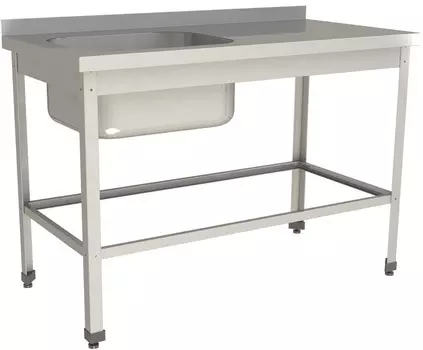 Стол с моечной ванной Restoinox ВМЦР/1-12/7-БЛО-ЭН цельнотянутая с бортом