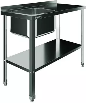 Стол с моечной ванной Restoinox ВМЦР/1-12/7-БЛП-ЭЦ цельнотянутая с бортом