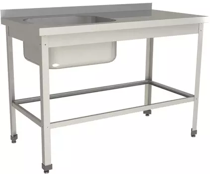 Стол с моечной ванной Restoinox ВМЦР/1-15/6-БЛО-ЭН цельнотянутая с бортом