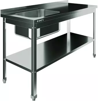 Стол с моечной ванной Restoinox ВМЦР/1-15/6-БЛП-ЭН цельнотянутая с бортом