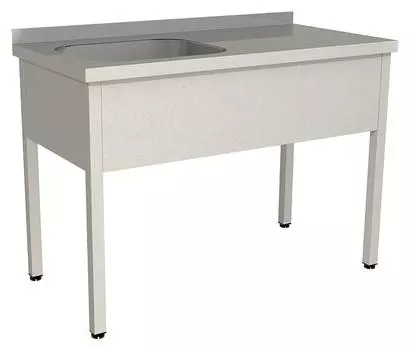 Ванна моечная цельнотянутая с рабочей поверхностью с бортом Restoinox ВМЦР/1-17/6-БЛ