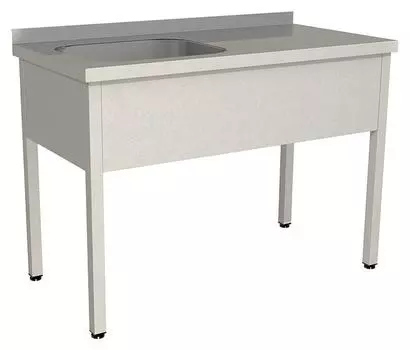 Ванна моечная цельнотянутая с рабочей поверхностью с бортом Restoinox ВМЦР/1-17/7-БЛ