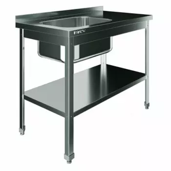 Ванна моечная цельнотянутая с рабочей поверхностью с бортом Restoinox ВМЦР/1-9/7-БЛП-ЭЦ