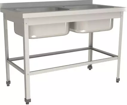 Ванна моечная двухсекционная цельнотянутая с бортом Restoinox ВМЦ-2/10/6-БО-ЭЦ