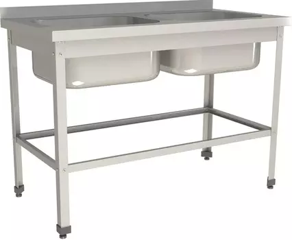 Ванна моечная двухсекционная цельнотянутая с бортом Restoinox ВМЦ-2/10/6-БО-ЭН