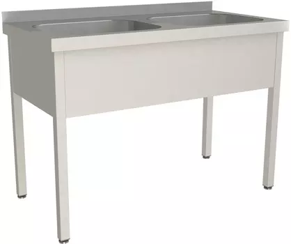 Ванна моечная двухсекционная цельнотянутая с бортом Restoinox ВМЦ-2/12/7-Б