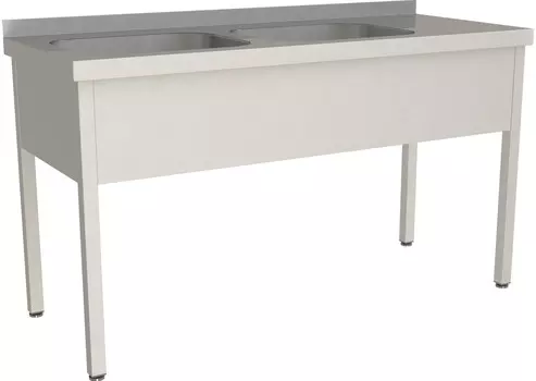 Ванна моечная двухсекционная цельнотянутая с бортом Restoinox ВМЦ-2/15/6-БЛ