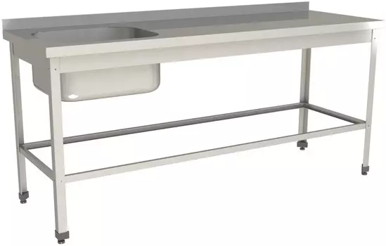 Стол с моечной ванной Restoinox ВМЦР/1-17/7-БЛО-ЭЦ с бортом