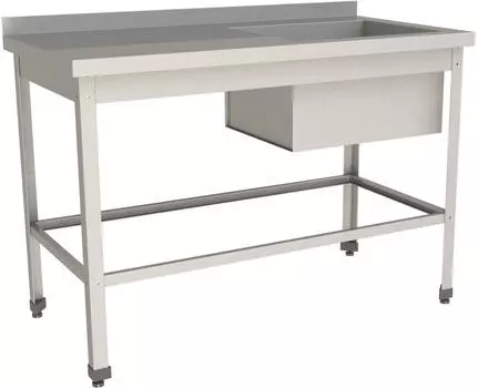 Стол с моечной ванной Restoinox ВМСР/1-10/7-БПО-ЭН с бортом