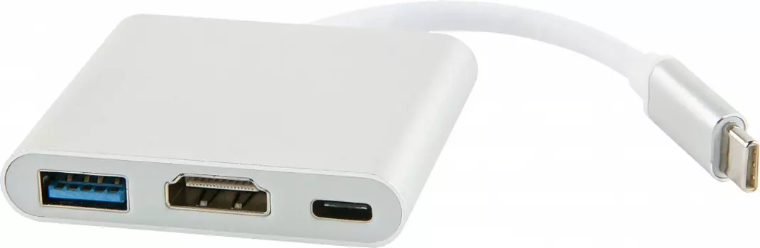 Адаптер Multiport Type-C 3 в 1, серебристый