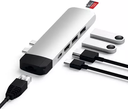 Адаптер Satechi Aluminum Pro Hub 6 in 1, серебристый