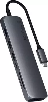 Адаптер Satechi USB-C Slim Multiport with Ethernet Adapter, серый космос