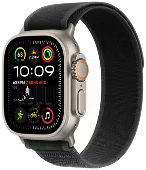 Apple Watch Ultra 2 GPS + Cellular, 49 мм, корпус из бежевого титана, ремешок Trail черного цвета, размер M