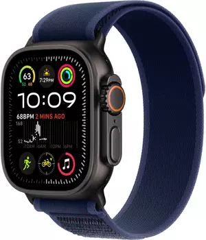 Apple Watch Ultra 2 GPS + Cellular, 49 мм, корпус черного из титана, ремешок Trail голубого цвета, размер M/L