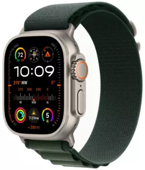 Apple Watch Ultra 2 GPS + Cellular, 49 мм, корпус из бежевого титана, ремешок Alpine зеленого цвета, размер M